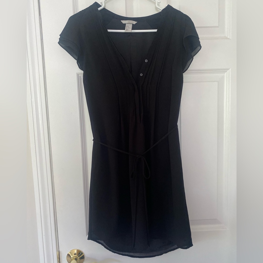 H&M black chiffon dress with tie waist Size 4